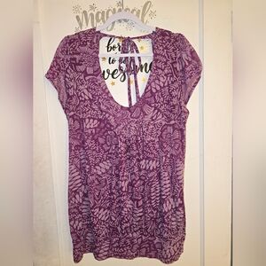Torrid Vintage Size 3 Purple Leaf Print Sheer Blouse